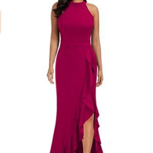 Women's High Neck Split Long Dress